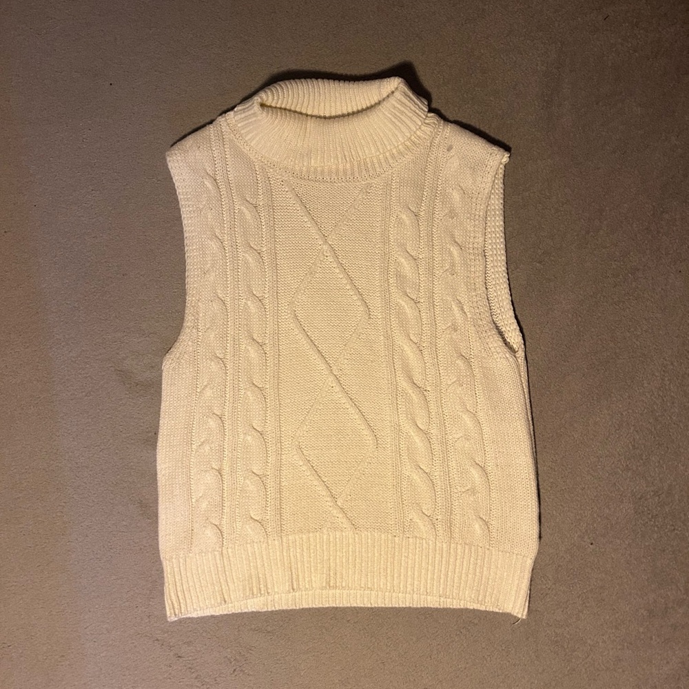 Cable Knit Cream Sweater Vest